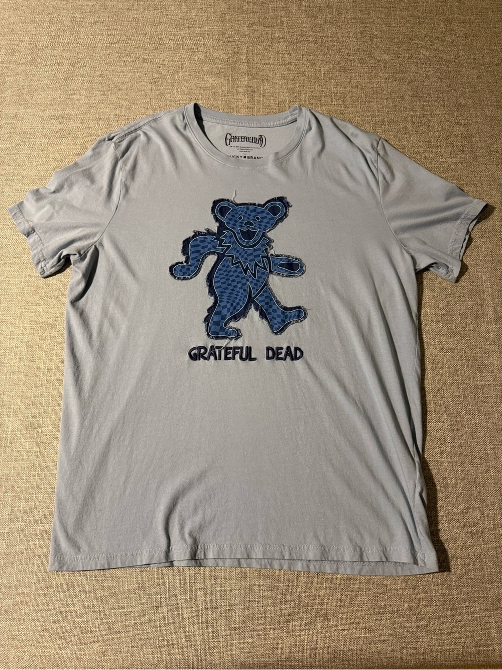 Lucky Brand Grateful Dead Patchwork Dancing Bear Graphic T-Shirt Gray XL